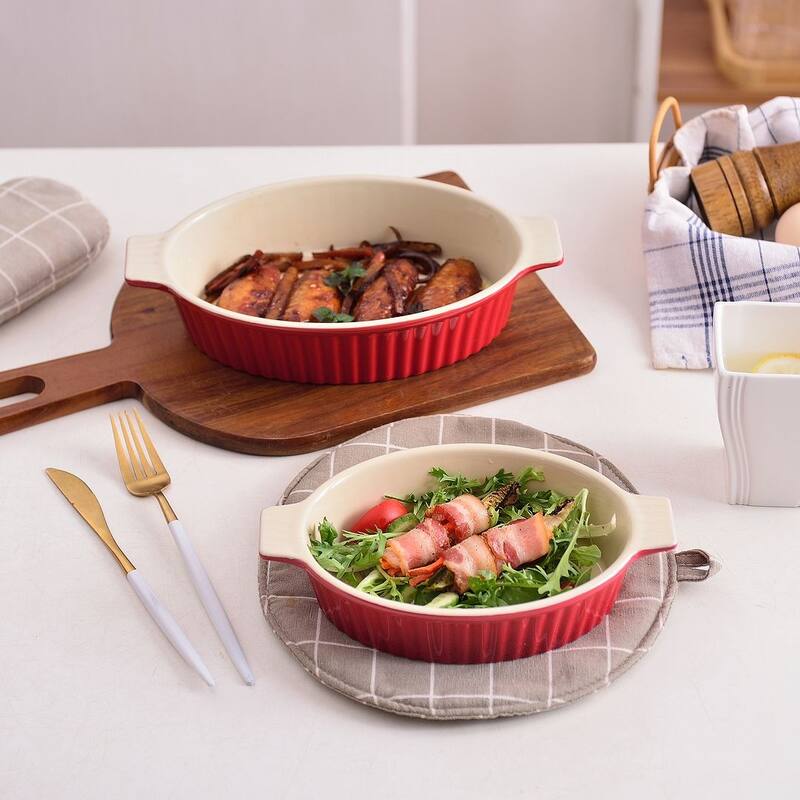 MALACASA, Series Bake.Bake, Ceramic Oval Baking Dish Bakeware Set