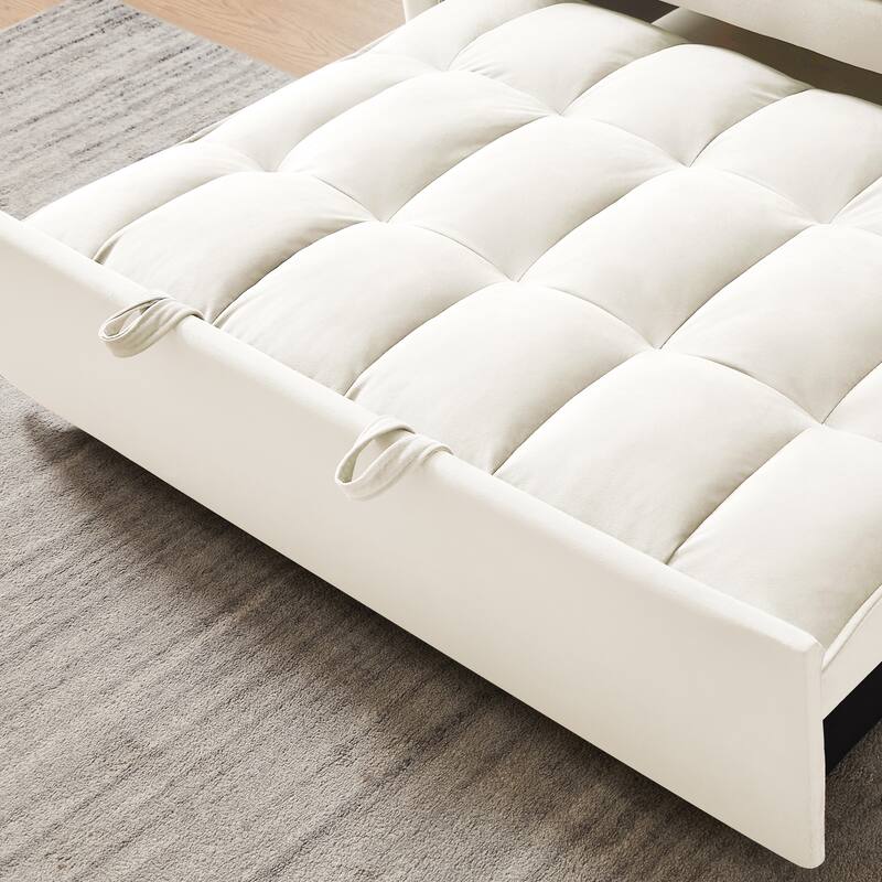Modern Velvet 55.1" Futon Sofa Bed - Adjustable Backrest, Storage Bag, and Soft Pillows for Ultimate Comfort