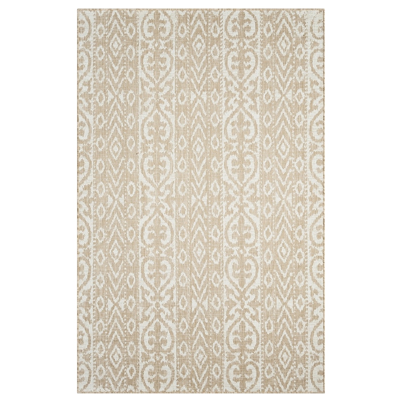 Sevita Entwined Ikat Geometric Indoor/Outdoor Rug - 6'6" x 9' - Ivory/Beige