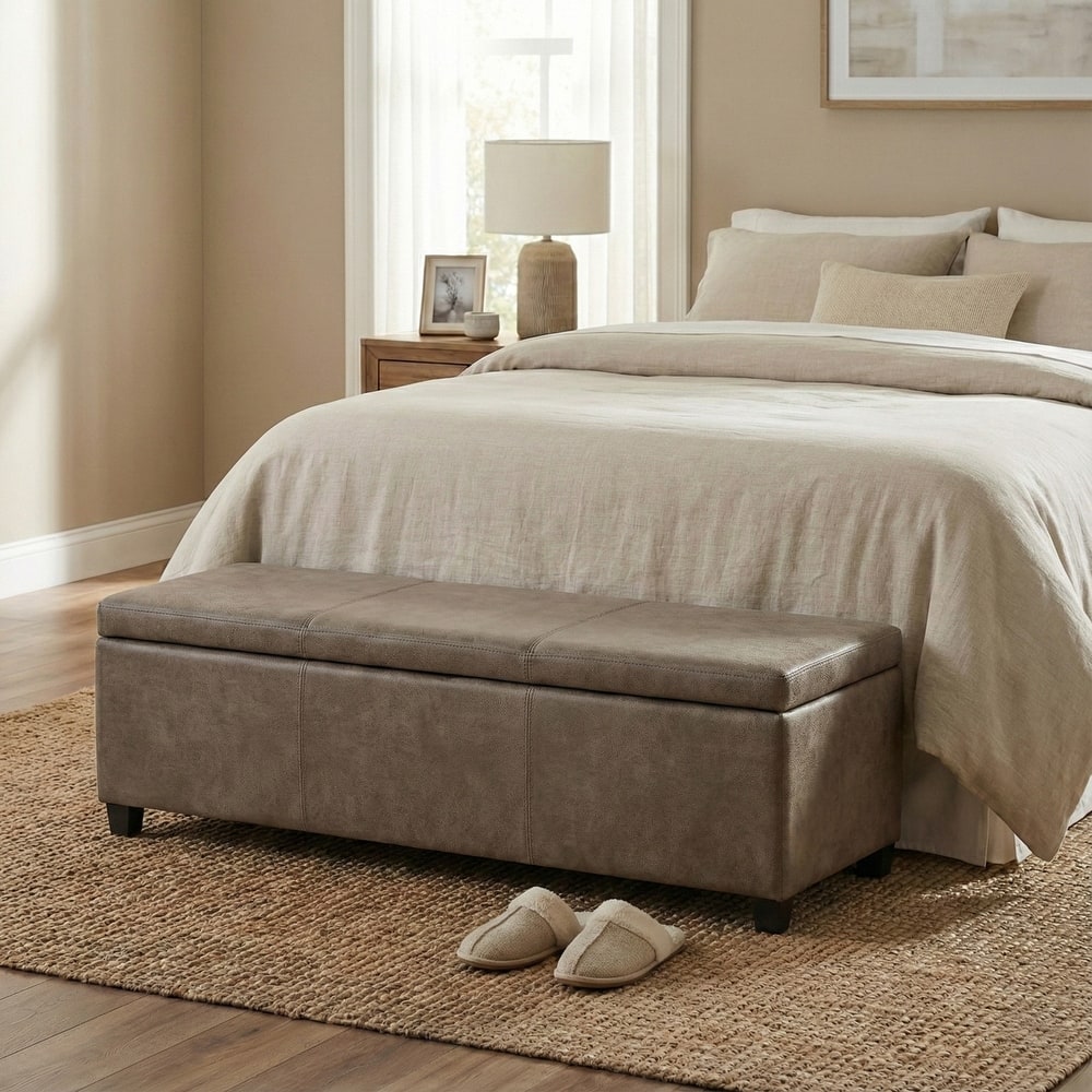 WYNDENHALL Franklin 48-in. Wide Contemporary Rectangular Storage Ottoman