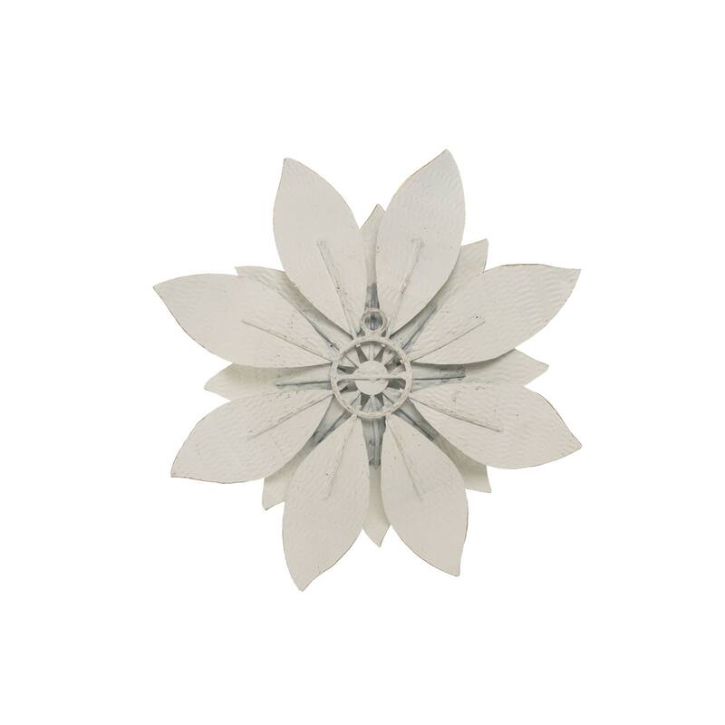 Foreside Home & Garden 10.7 x 10.3 inch White Metal Layered Lotus Flower Wall Décor