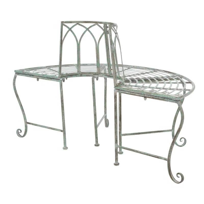 Iron Outdoor Half-Circle Patio Garden Tree Bench - 23.5'' D x 50” W x 30.75” H