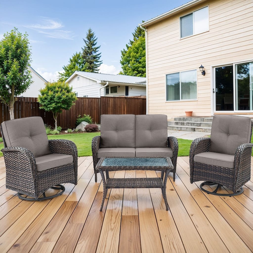 Outdoor Swivel Chairs with Sofa Coffee Table