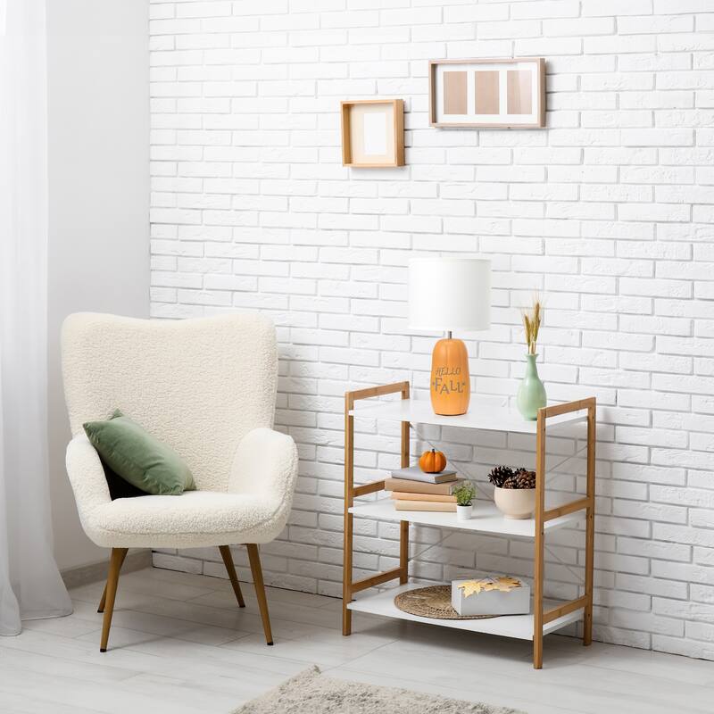 Hello Fall Pumpkin Base Table Lamp with White Drum Shade - 17.75" - Orange