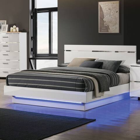 Margatta White LED Light Platform Bed by Furniture of America