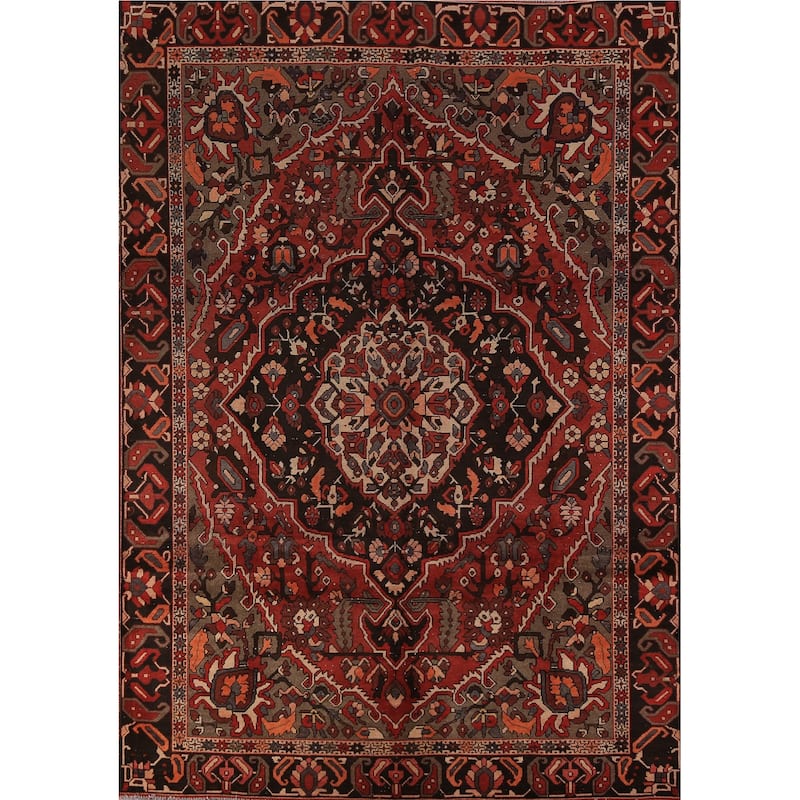 Medallion Bakhtiari Persian Vintage Area Rug Handmade Wool Carpet - 6'4" x 9'5"