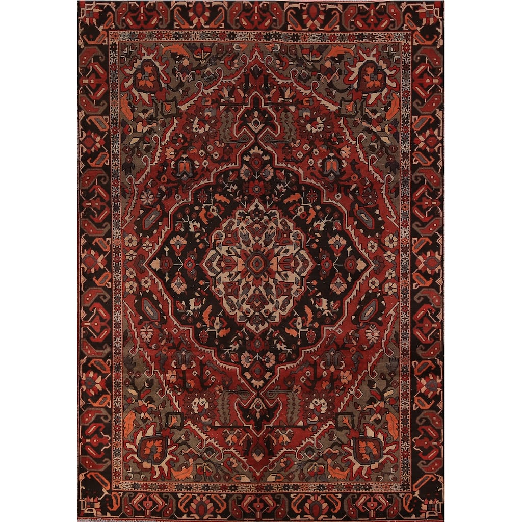 Medallion Bakhtiari Persian Vintage Area Rug Handmade Wool Carpet - 6'4" x 9'5"