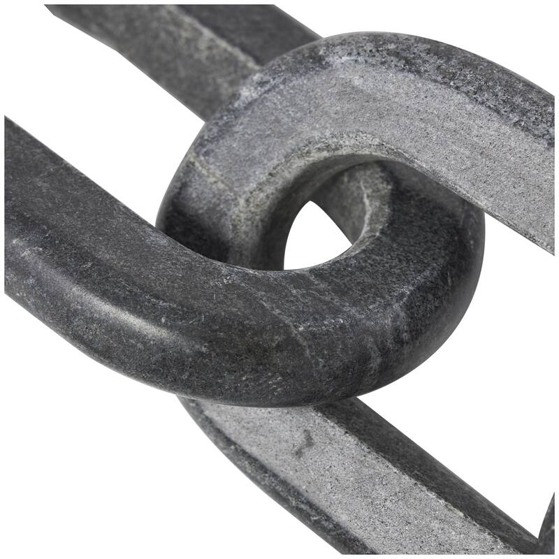 Marble Chain Handmade Geometric Link Decorative Sculpture with Various Shape - Set of 3 White, Black, Gray - Roche River Decor