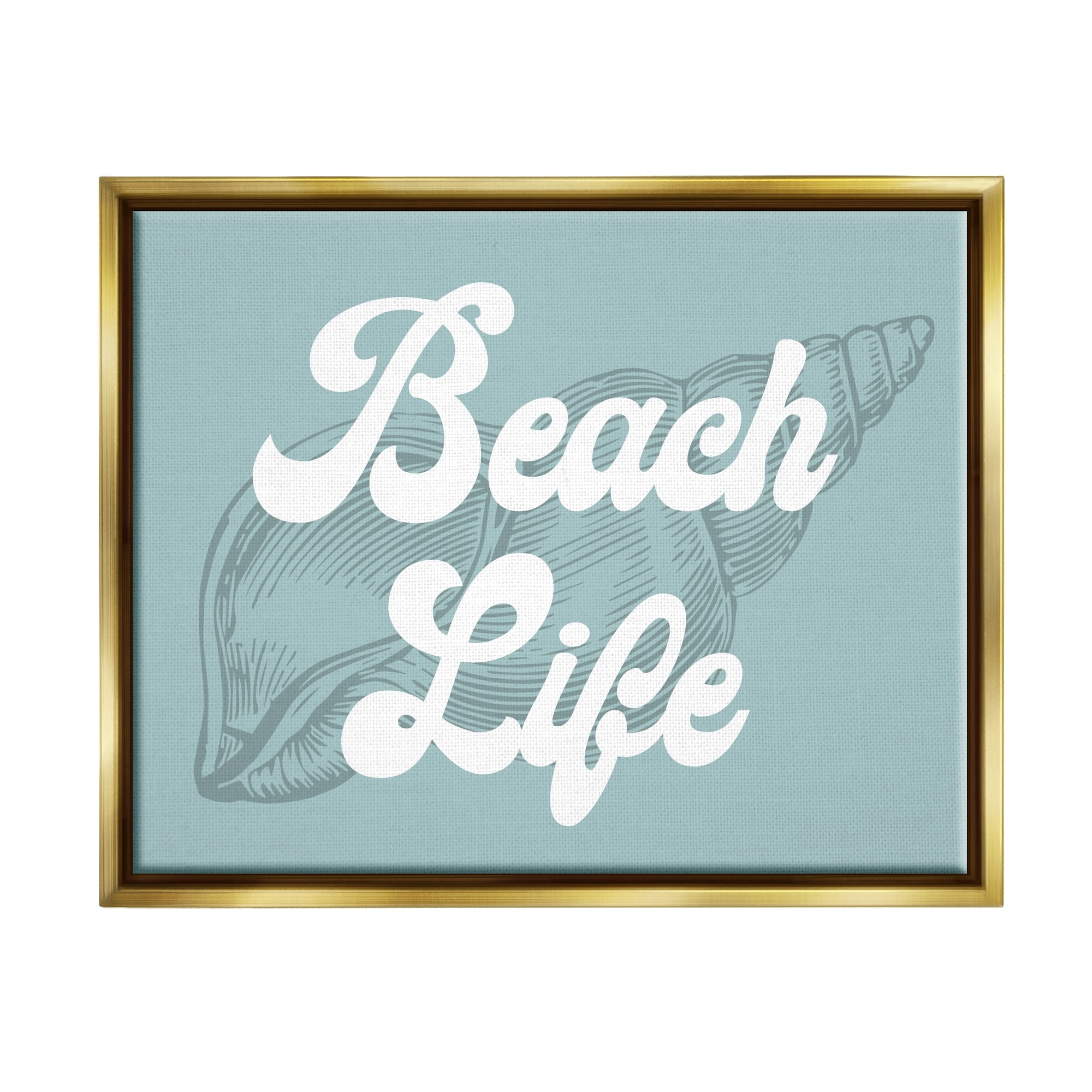 Stupell Beach Life Retro Shell Framed Floater Canvas Wall Art Design by Lil' Rue