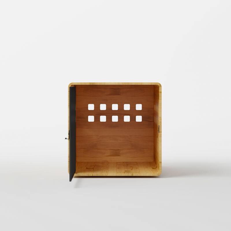 Modern Wooden Dog Crate Furniture for Large Dogs Glossy Finish Pet House with Metal Door and Vent Holes