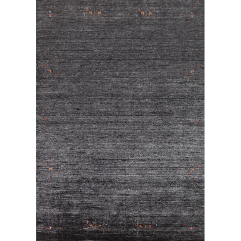 Gabbeh Oriental Area Rug Handmade Tribal Grey Silk Carpet - 8'11" x 11'11"