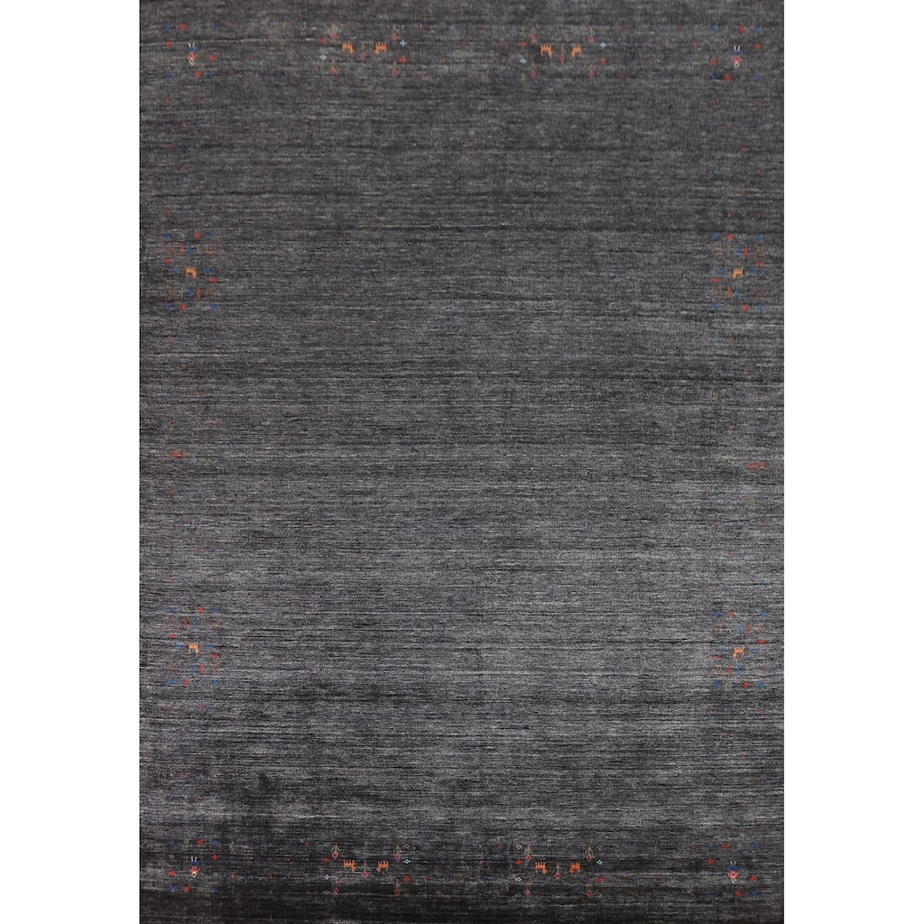 Gabbeh Oriental Area Rug Handmade Tribal Grey Silk Carpet - 8'11" x 11'11"