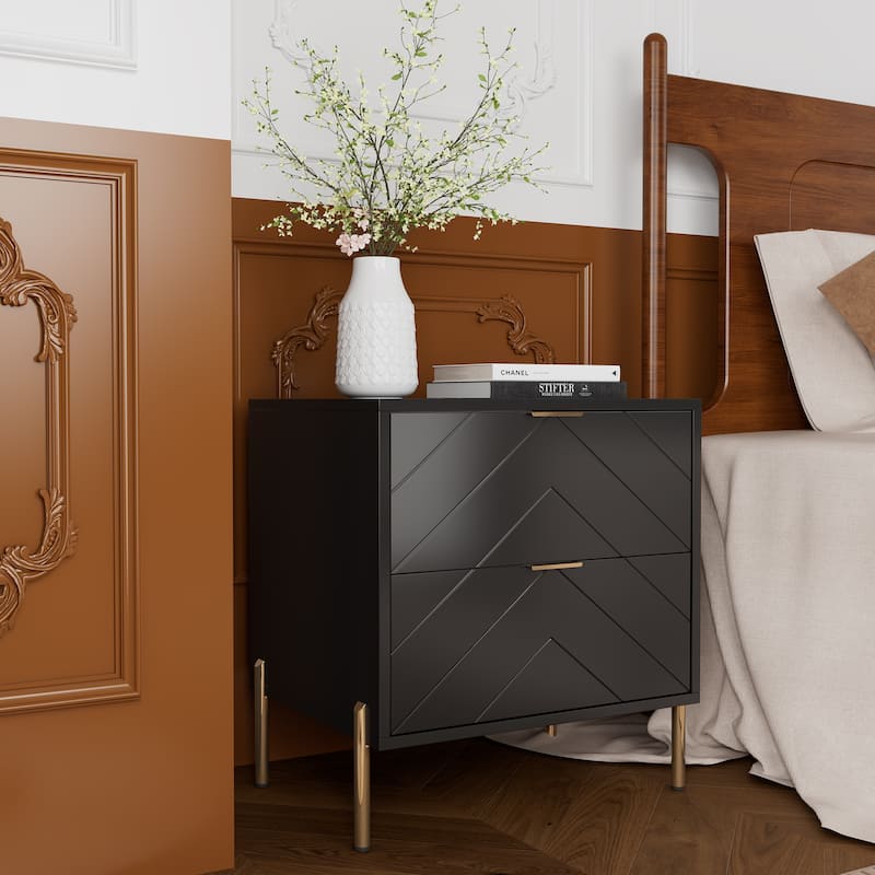 Clihome Modern 2-Drawer Storage Nightstand