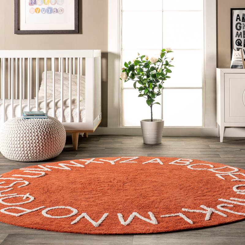 Nuloom Alphabet SpinClean Washable Round Rug
