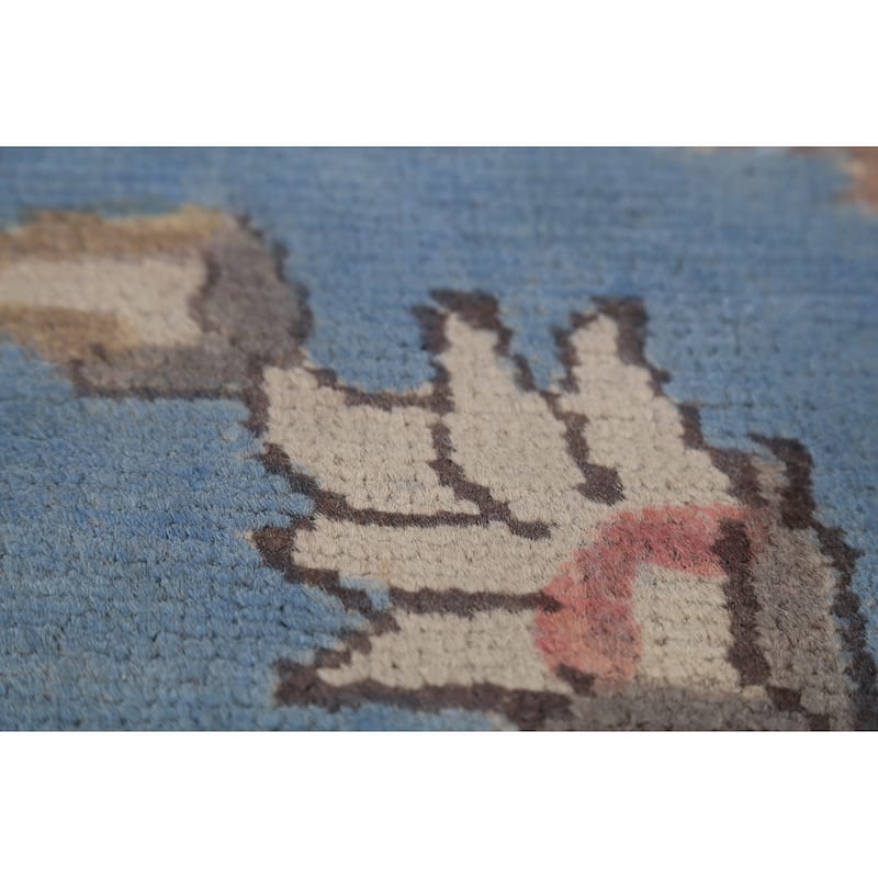 Blue Geometric Tabriz Persian Vintage Rug Hand-Knotted Wool Carpet - 8'2"x 10'9"