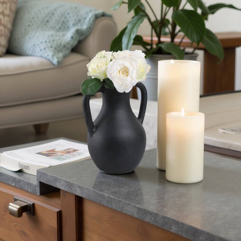 Terracotta Pottery Decorative Vase with Handles for Casual Home Decor