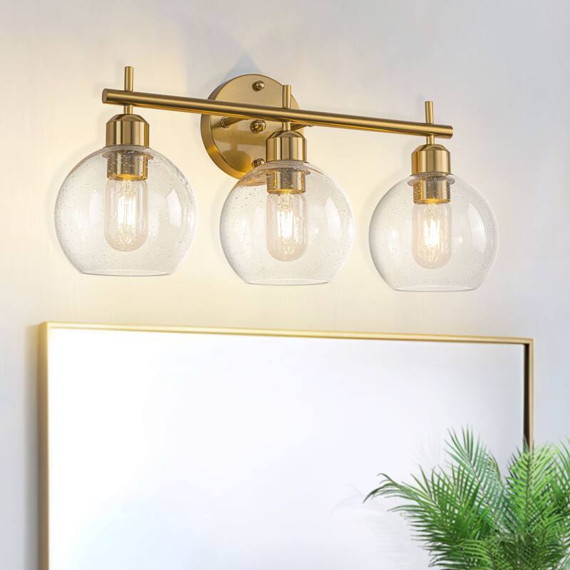 Starsky Modern 3-Light Dimmable Vanity Light with Seeded Glass Globes