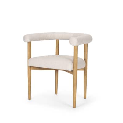Arden Dining Chair w/ Medium Brown Wood and Cream Twill Fabric - 26.0L x 21.5W x 28.0H