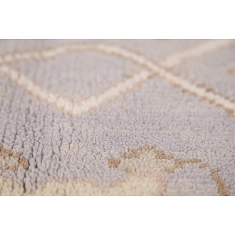 Silver Gray Oushak Indian Area Rug Handmade Wool Carpet - 6'0"x 8'10"