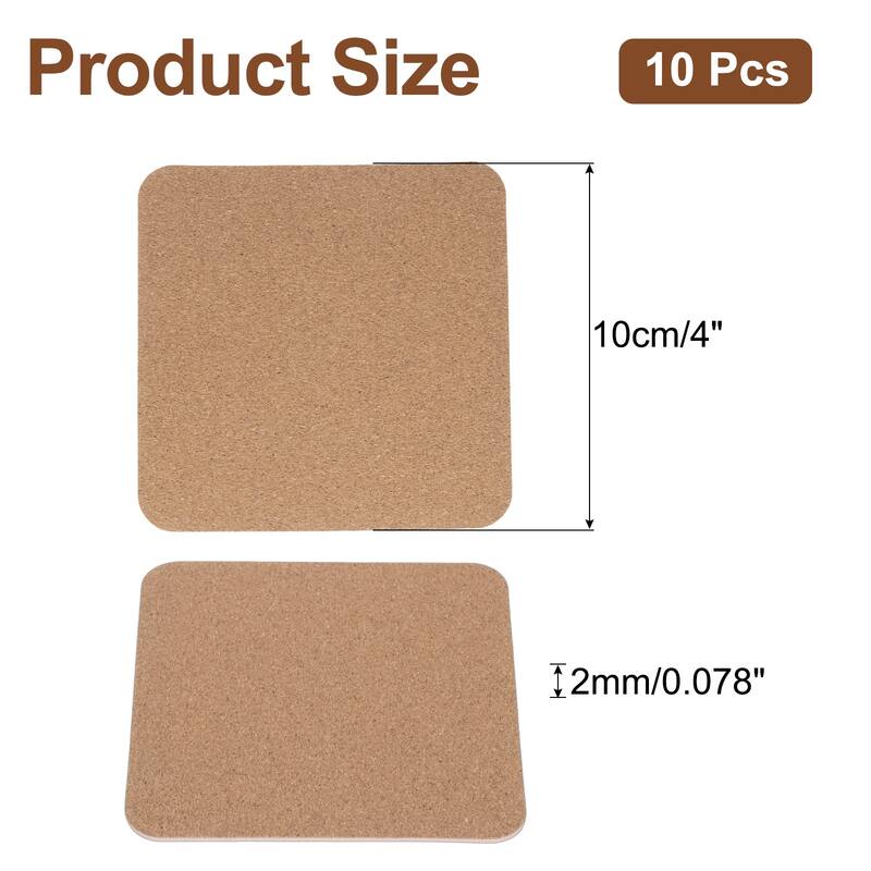 10pcs Cork Plant Coasters, 4 Inch Square Cork Plant Mats - Pink