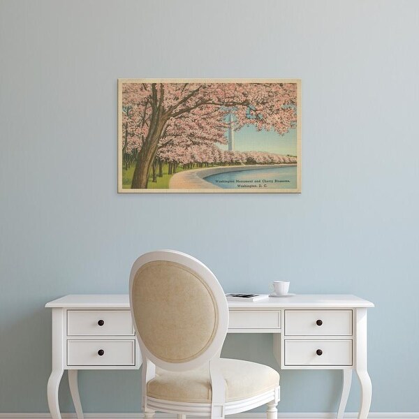 Easy Art Prints Unknown's 'Wash. Monument & Cherry Blossoms' Premium Canvas Art