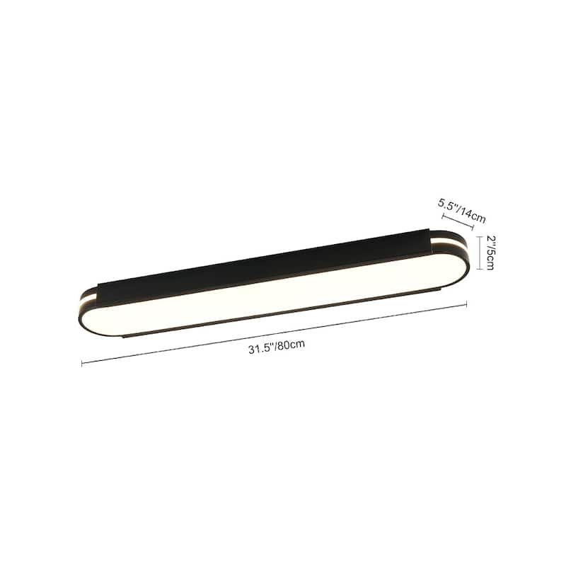 Modern Dimmable LED Long Oblong Flush Mount Ceiling Light 31.5in