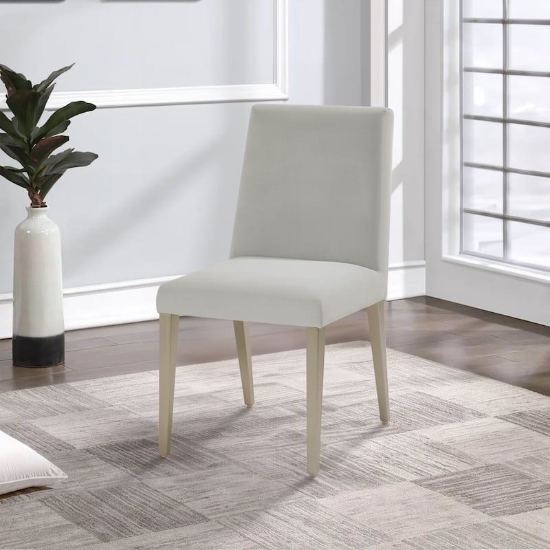 Hal 18 Inch Parson Dining Chair, Fabric Upholstered, Set of 2, Smoke Gray