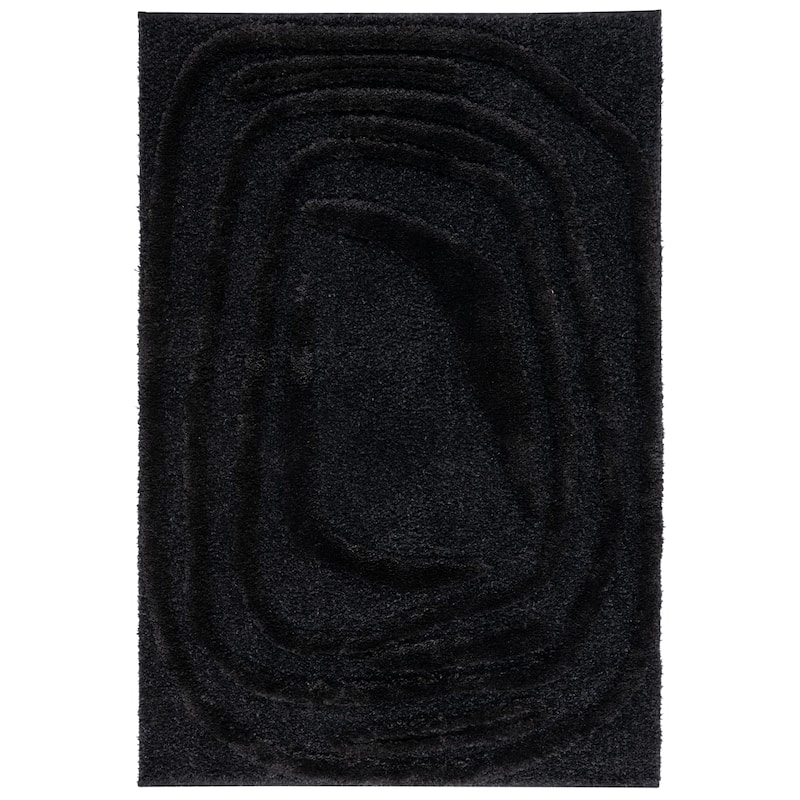 SAFAVIEH Hi-Lo Shag Moira Modern 1.6-inch Thick Rug - 6'7" Square - Black