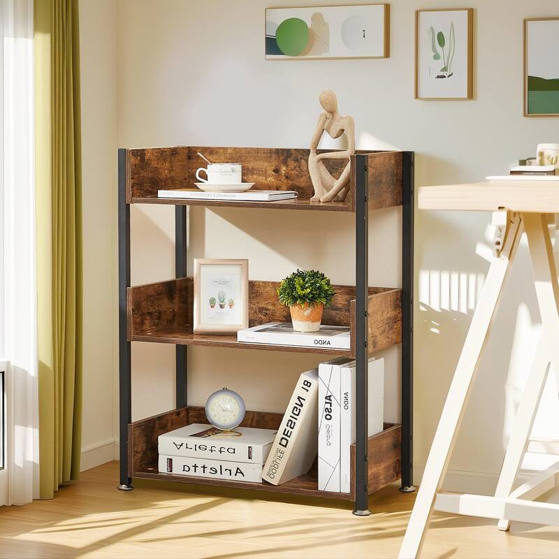 VECELO 30" Open Bookcase 3 Tier No Guardrail Shelf Unit for Books Storage Cabinet for Living Room/Kitchen/Bedroom (1 or 2 PCS)