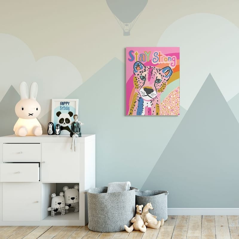 Stupell Vibrant Colored Cheetah with Stay Strong Quote Canvas Wall Art - Multi-Color