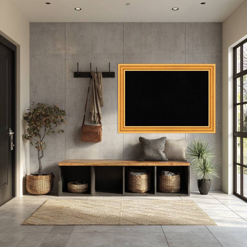 Sierra Gold Wood Framed Cork Board - Bulletin Board, Organization Board, Pin Board