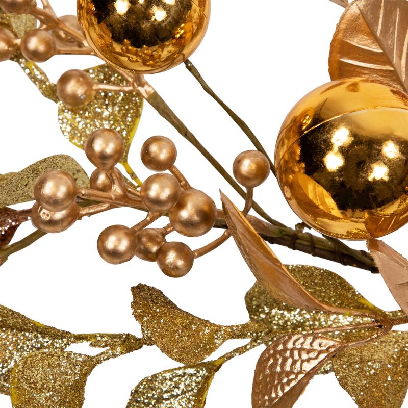 Ball Ornaments Glittered Christmas Garland - 5' x 10" - Gold and Copper Tone - 5' x 10"