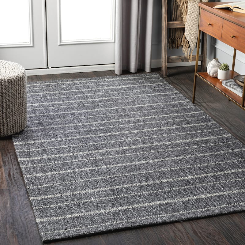 Livabliss Lachi Handmade Cottage Striped Wool & Viscose Area Rug - 2' x 3' - Grey