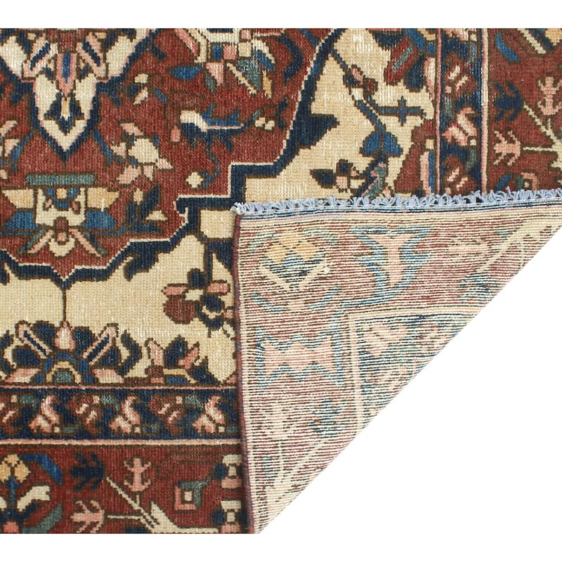 Fine Vintage Distressed Jumaane Gold/Burgundy Rug - 4'9" x 6'4"