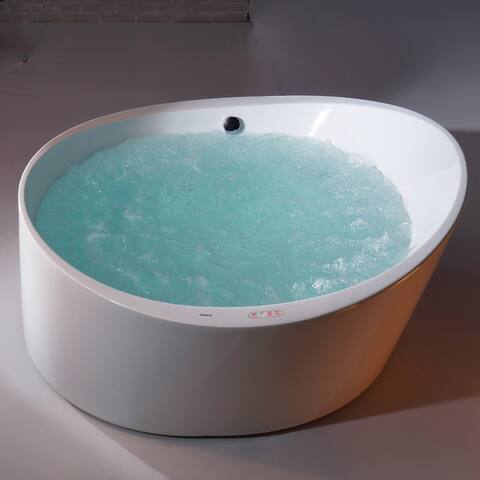 EAGO AM2130 66-inch Round Free-standing Acrylic Air Bubble Bathtub