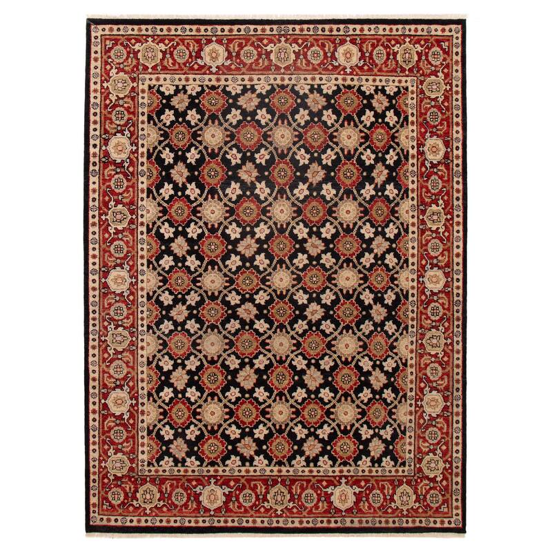 ECARPETGALLERY Hand-knotted Finest Agra Jaipur Black Wool Rug - 8'0 x 10'5 - Black - 8'0 x 10'5