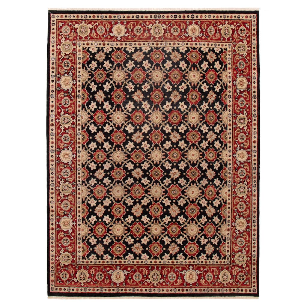 ECARPETGALLERY Hand-knotted Finest Agra Jaipur Black Wool Rug - 8'0 x 10'5