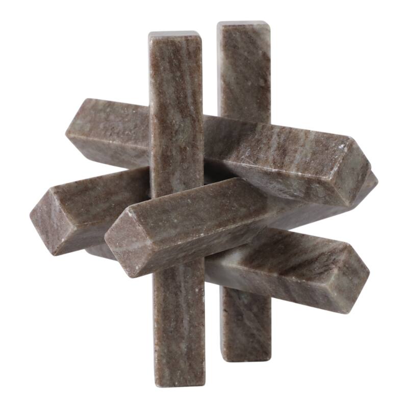 Stone Marble Decorative Object Modern Sculpture Home Decor - 7" Gray - 7" x 7" x 7"