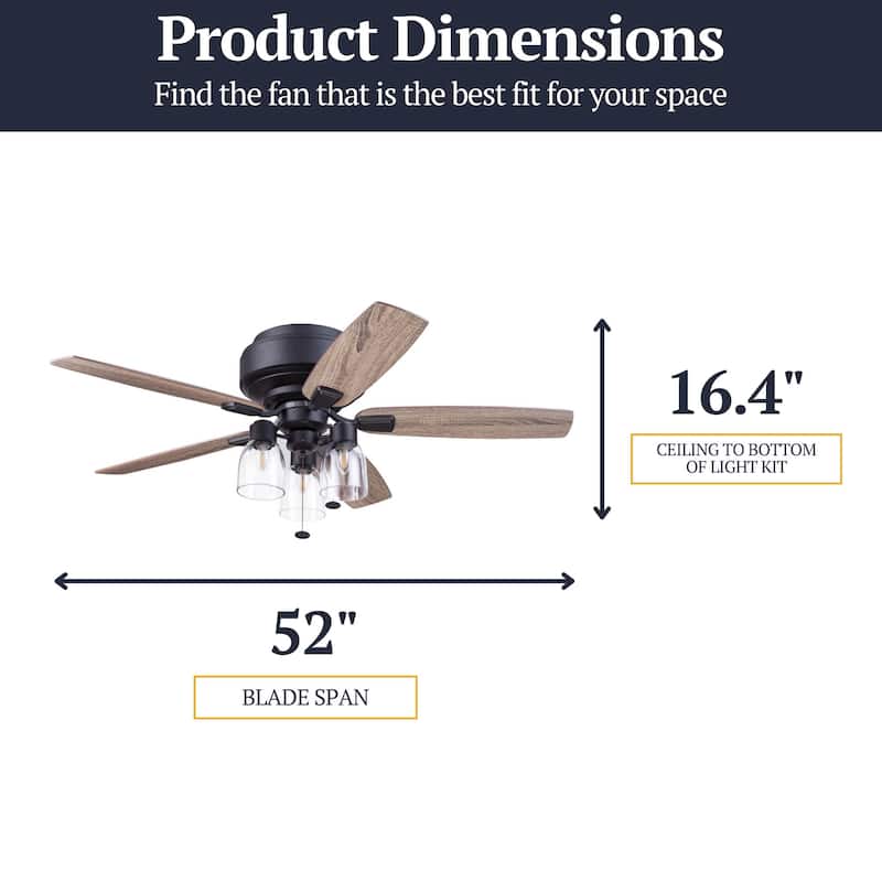 52" Prominence Home Magonia Indoor Traditional Farmhouse Ceiling Fan with Pull Chains, Dry-Rated