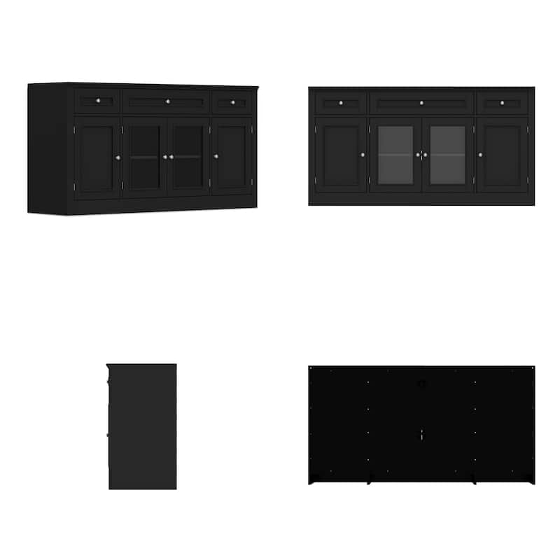 Media Wall Unit w/Spacious Storage White TV Stand Wall Storage Combo