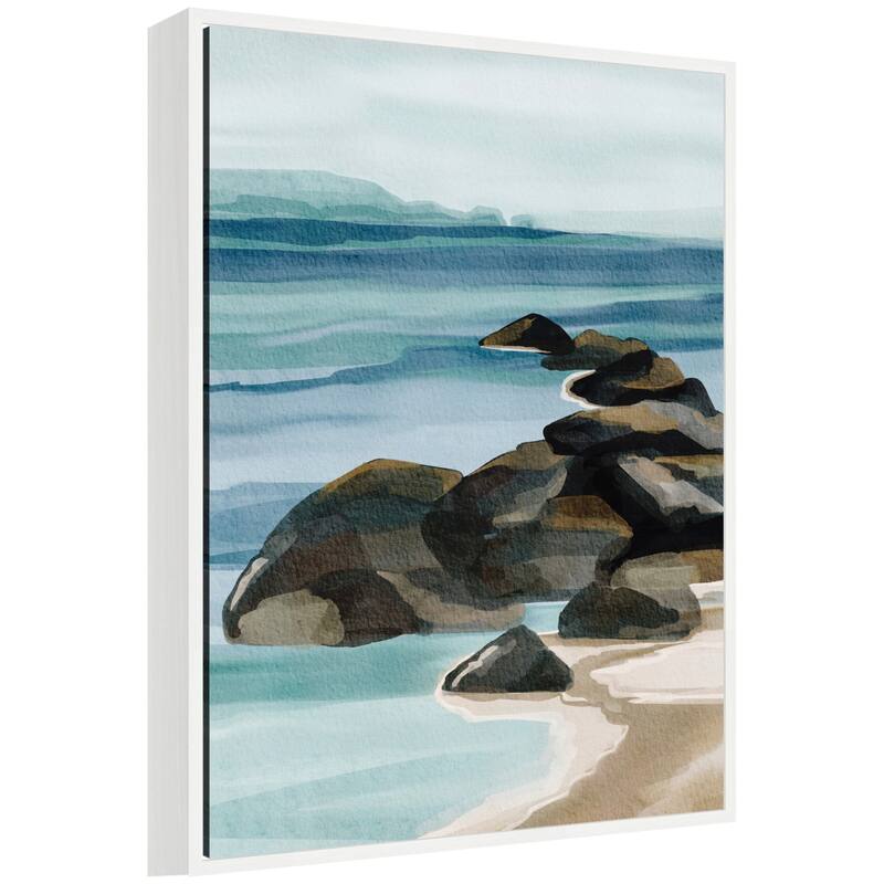 Kate and Laurel Sylvie Ocean Breeze ll Framed Canvas by Nikita Jariwala - 23x30 - White