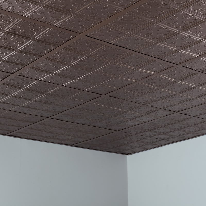 FASÄDE Traditional Style 10 Decorative Vinyl 2ft x 2ft Lay in Ceiling Panel in Argent Bronze (5 Pack)