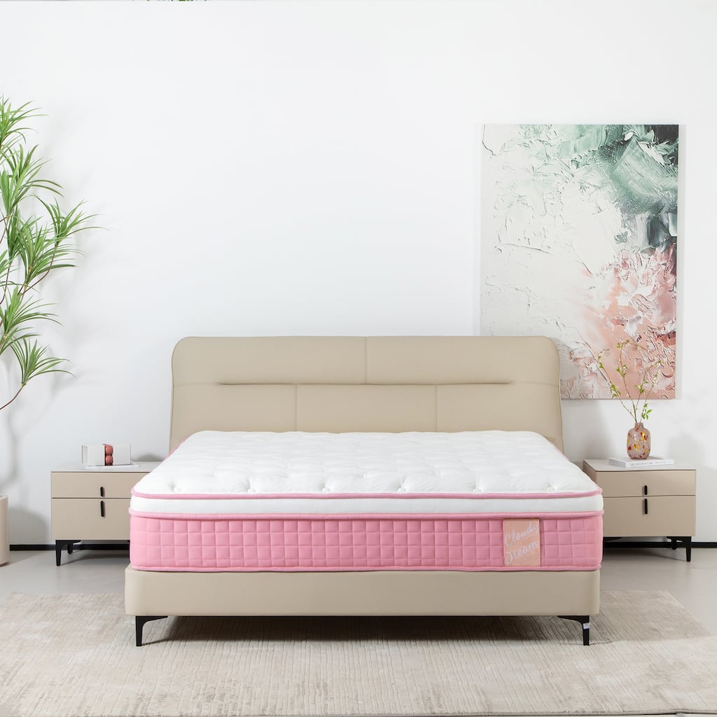 GDFStudio - Isolde 12 Inch Queen Size Pocket-Coil Memory Foam Mattress with Breathable Knitted Fabric