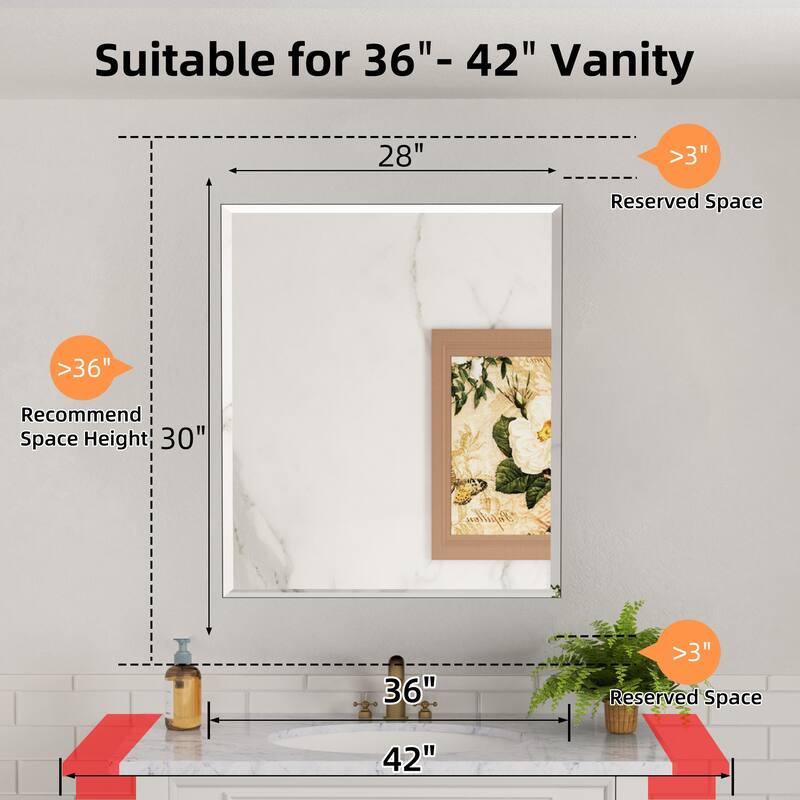 Belle Medicine Cabinet with Mirror, Adjustable Shelves, Recessed or Wall Mount