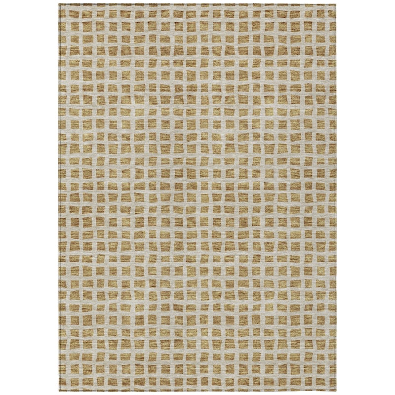 Machine Washable Indoor/ Outdoor Chantille Squares Rug