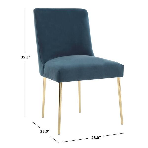 dimension image slide 4 of 12, SAFAVIEH Couture Nolita Velvet Accent Chair - Mustard / Brass - 28"x23"x35.3" - 28" W x 23" D x 35" H