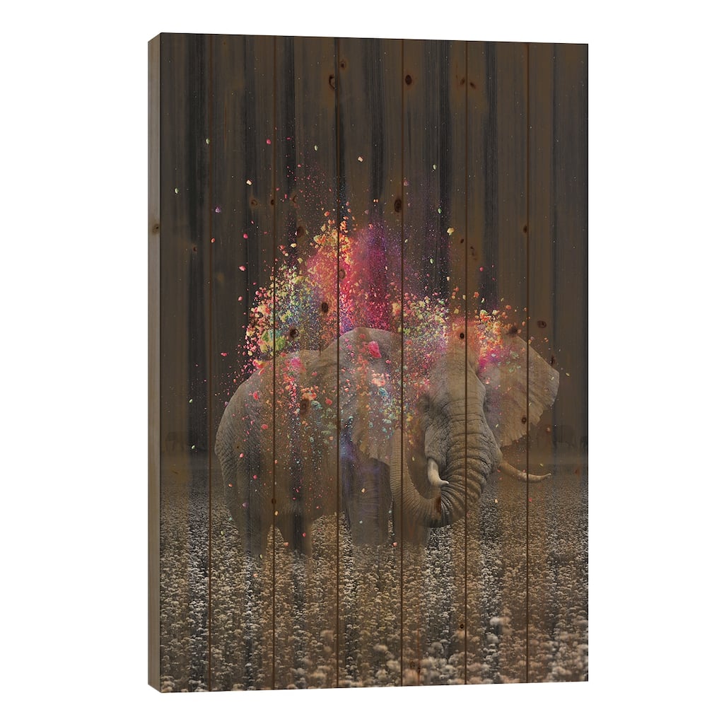 True Colors Elephant Print On Wood by Soaring Anchor Designs - Multi-Color