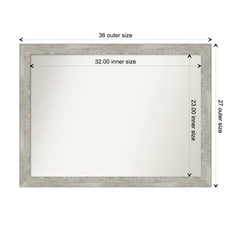 Dove Greywash Narrow Framed Non-Beveled Custom Wall Mirror, Bathroom Vanity Mirror - Outer Size: 35.5 x 26.5