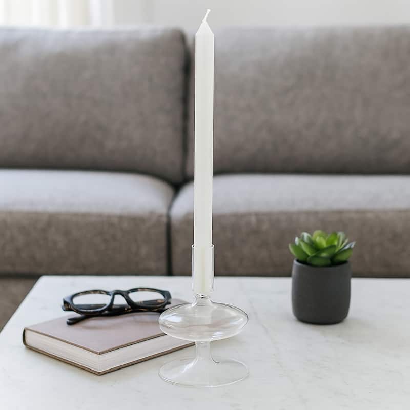 Sculptural Glass Candle Holder with Rounded Accent Base - Modern Tabletop Candle Holder for Any Room