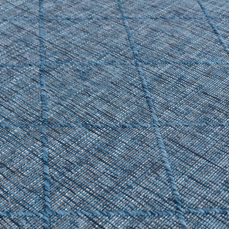 Larissa Collection Geometric Blue Indoor/Outdoor Area Rug